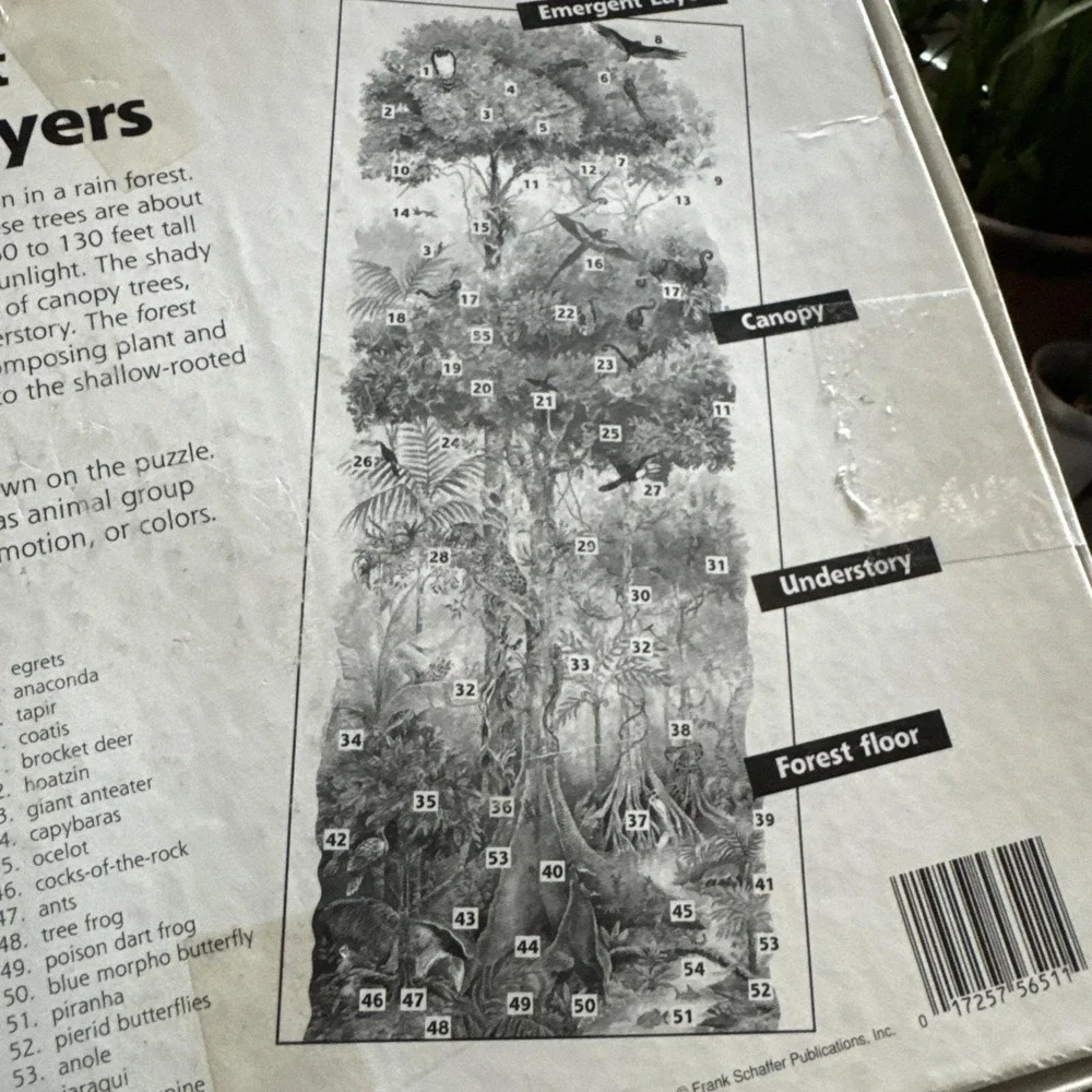 Vintage 1996 Frank Schaffer RAIN FOREST LAYERS 100pc Giant Floor Puzzle 4ft Tall